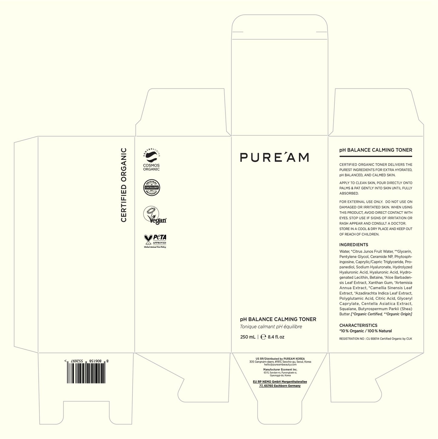[PURE'AM] pH Balance Calming Toner 250 ml