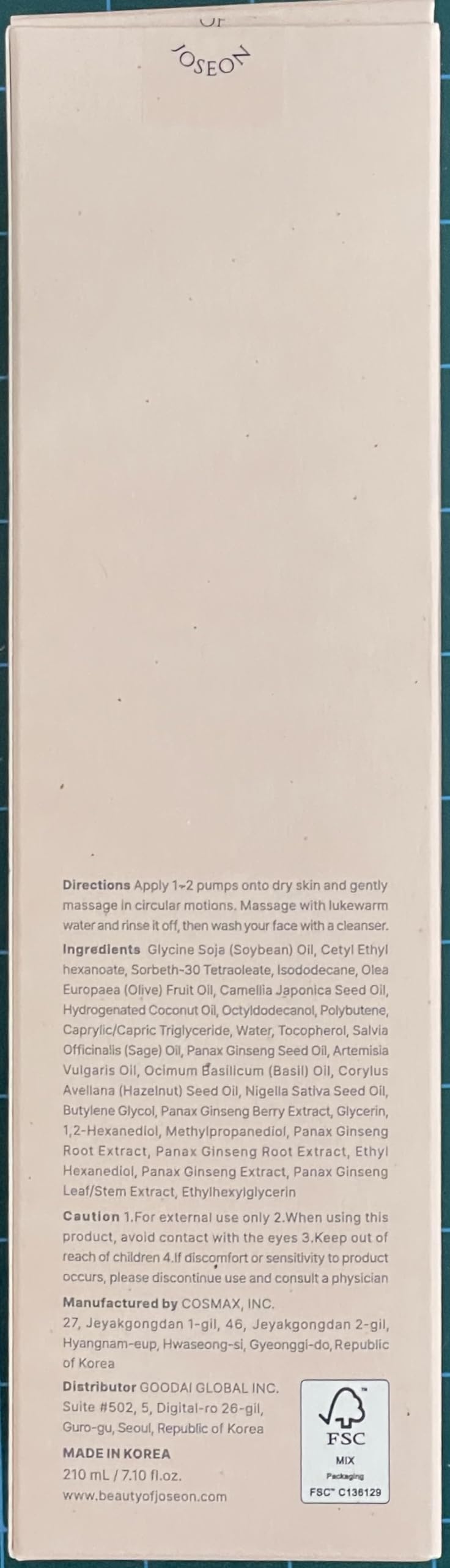 Ginseng Cleansing Oil 210ml