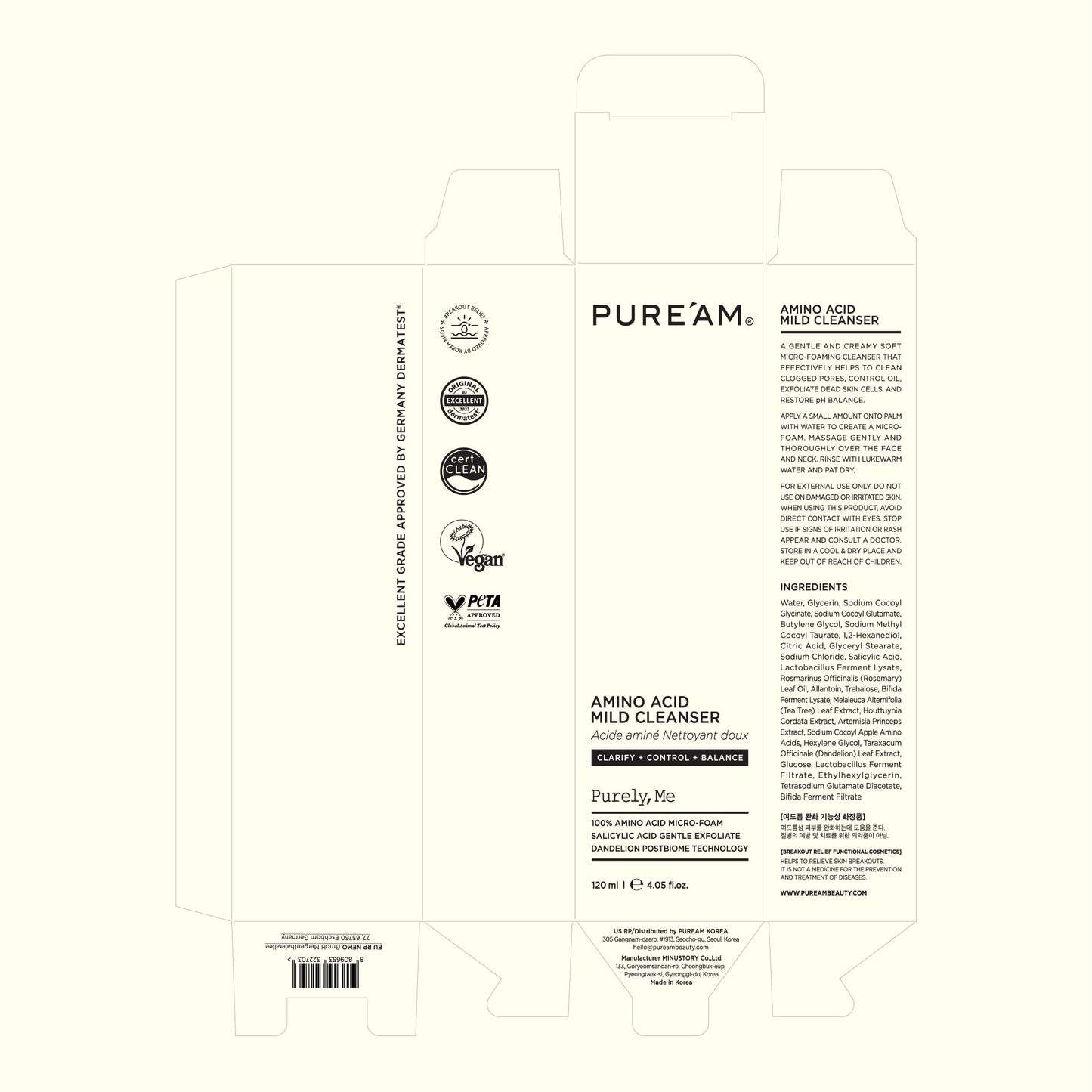 [PURE'AM] Amino Acid Mild Cleanser 120 ml