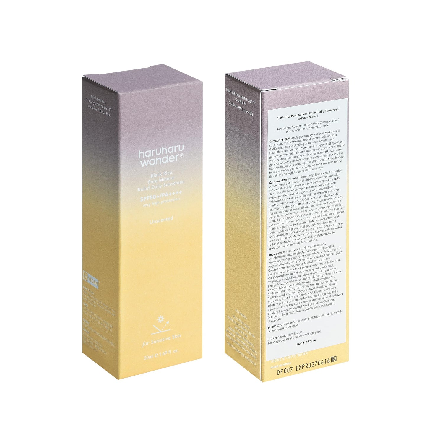 BLACK RICE PURE MINERAL RELIEF DAILY SUNSCREEN SPF50+/PA++++ 50ML