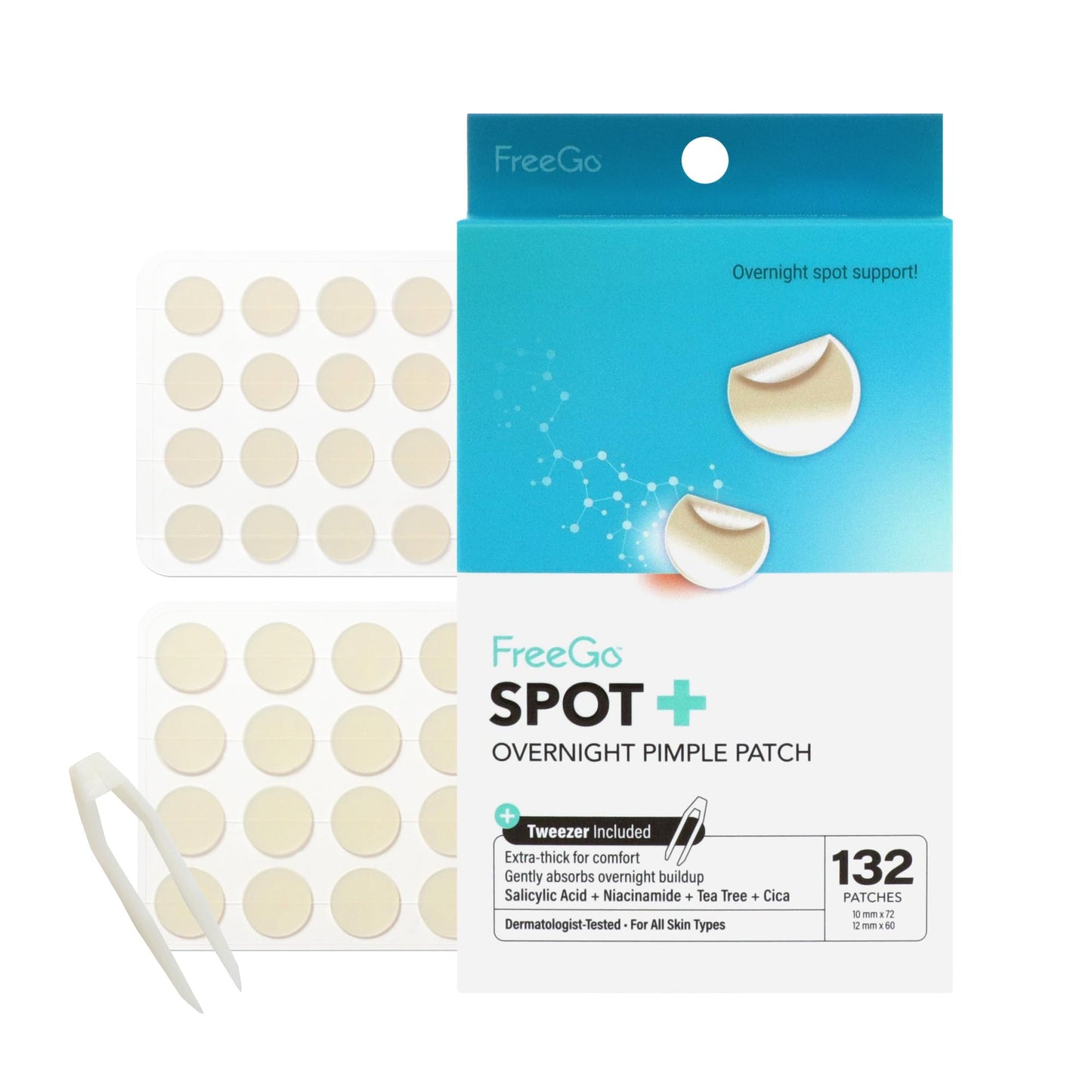 FREEGO OVERNIGHT+ PIMPLE  PORE PATCH (132 PCS)