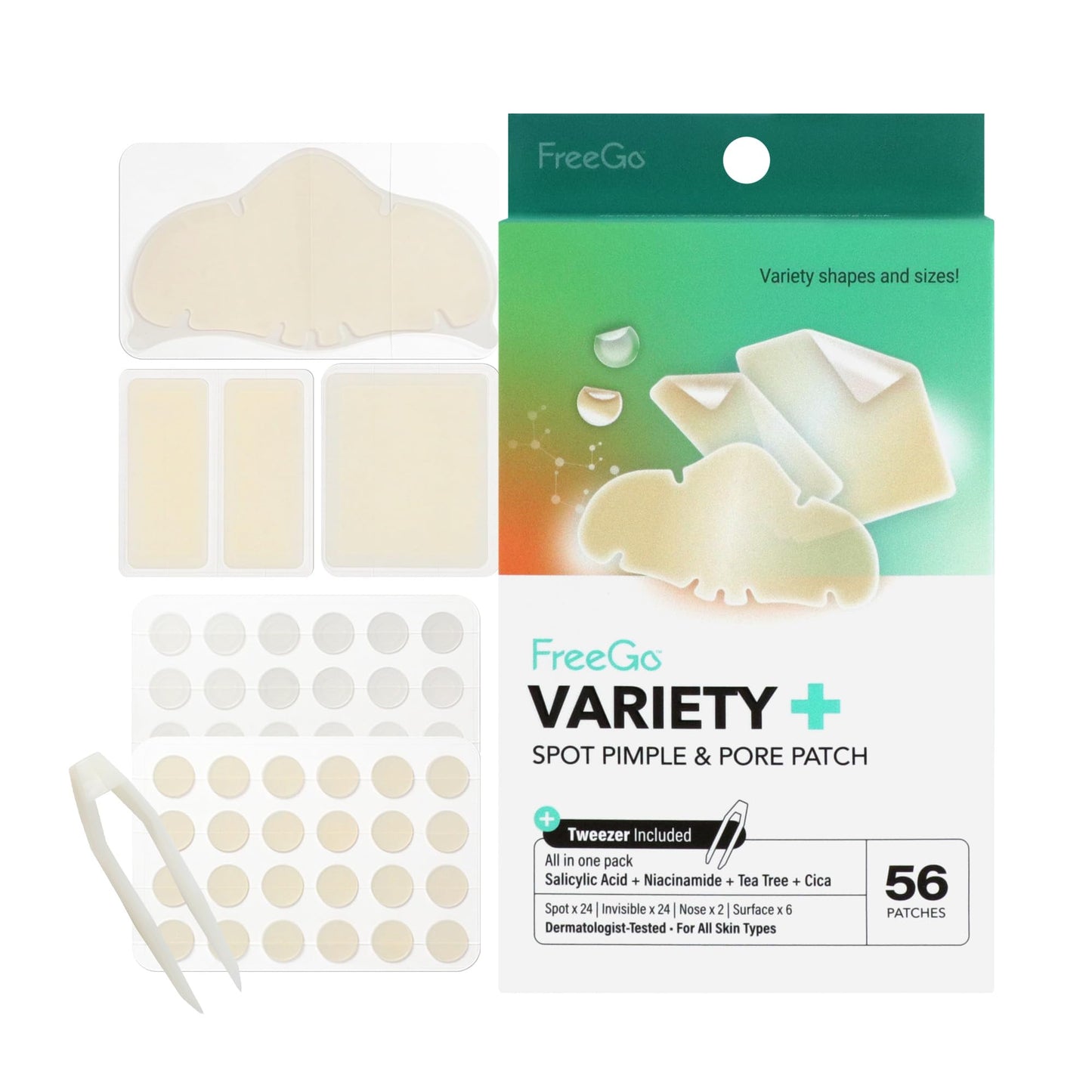 FREEGO VARIETY+ PIMPLE  PORE PATCH (56 PCS)