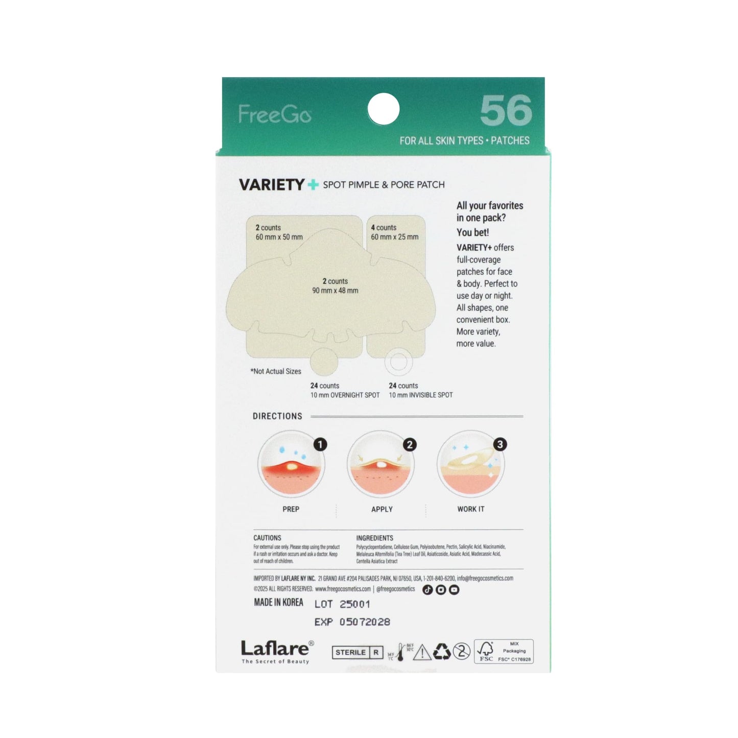 FREEGO VARIETY+ PIMPLE  PORE PATCH (56 PCS)