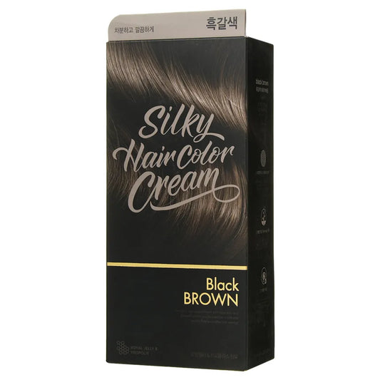 Silky Hair Color Cream (60g+60g+10g) Black Brown